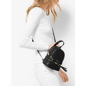 Michael Kors black leather Rhea Mini Leather Backpack